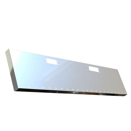 Peterbilt 359 1973-1987 stainless steel 20" standard mount boxed end bumper with tow hook and 3/4" light cutouts