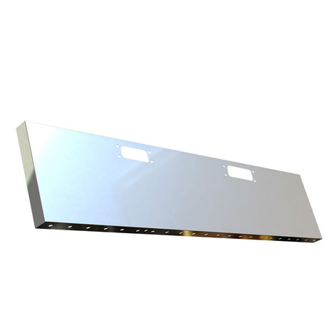 Peterbilt 359 1973-1987 stainless steel 18" standard mount boxed end bumper with tow hook and 3/4" under glow cutouts
