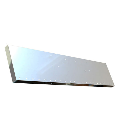 Peterbilt 379 stainless steel 18" standard mount boxed end bumper with 3/4" light cutouts for semi trucks