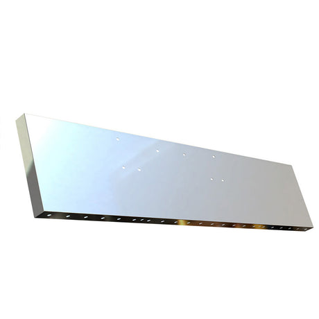 Peterbilt 379 stainless steel 18" standard mount boxed end bumper with 3/4" under glow light cutouts