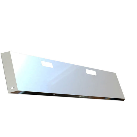 Peterbilt 359 1973-1987 stainless steel 18" blind mount mitered end bumper with tow hook and watermelon light cutouts