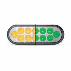 Amber/Green 12 LED Oval Revolution Dual Function