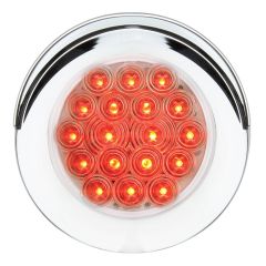 4" Round Red/Clear 18 LED Light with Chrome Bezel