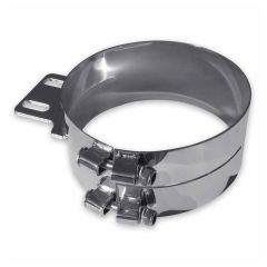 5" Chrome Plated Stainless Steel Wide Band Clamp with Straight Bracket