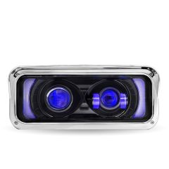 Black LED Projector Headlight Assembly with Backlit Auxiliary & Housing Bucket - Passenger Side