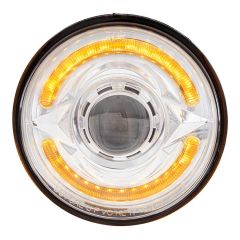 ULTRALIT LED 5-3/4" Round Headlight with 60 LED Dual Color Light Bar - Low Beam