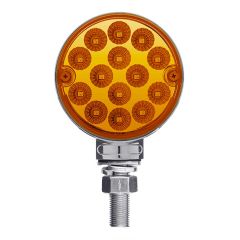 3” Round Amber, Red 28 LED Double Faced Reflector Pedestal Light with Single Post