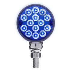 3” Round Amber, Red with Blue Auxiliary 28 LED Double Faced Reflector Pedestal Light with Single Post