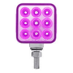 3” Square Amber, Red with Purple Auxiliary 30 LED Double Faced Reflector Pedestal Light with Single Post