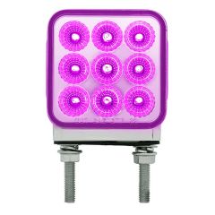 3” Square Amber, Red with Purple Auxiliary 30 LED Double Faced Reflector Pedestal Light with Double Post