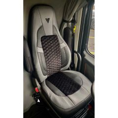 Volvo VNL, VNR 2019+ Black and Gray Leather and Cloth Seat Cover