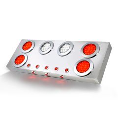Stainless Steel Center Panel with 4” Red LEDS, Backup Lights and Under Glow Lights