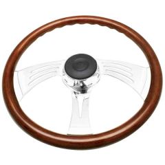 3 Spoke Wing Style Rosewood Steering Wheel 18"